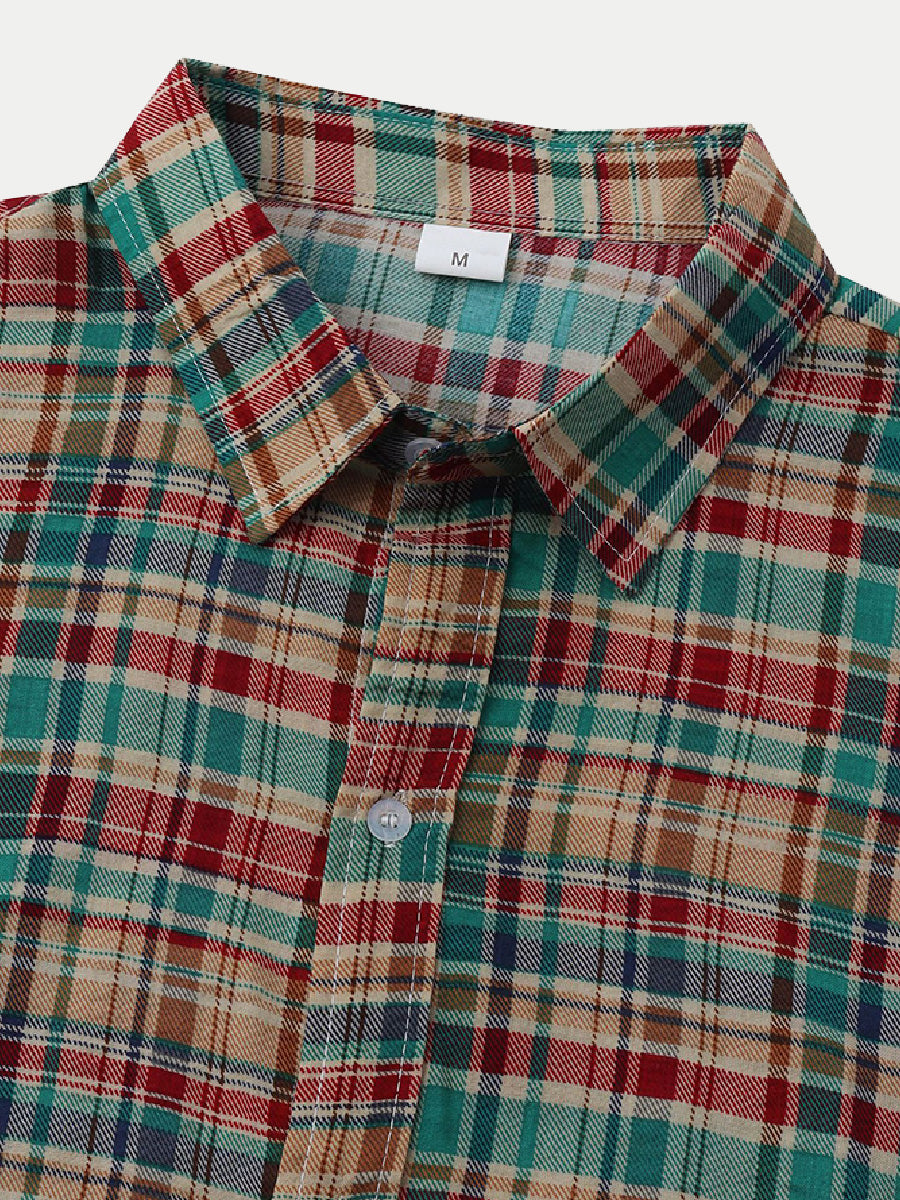 Men's Checkered Print short sleeve shirt