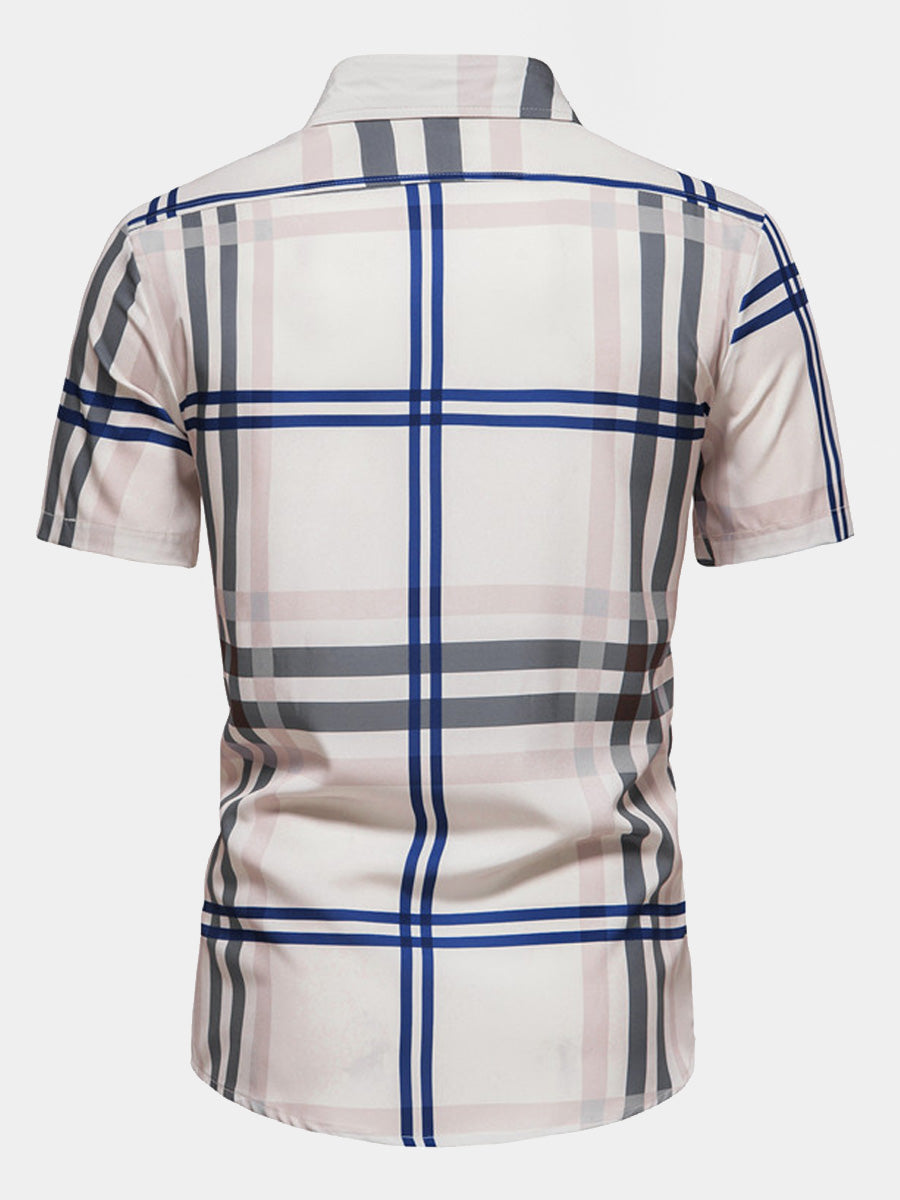 Camicia da uomo a maniche corte con stampa a quadri