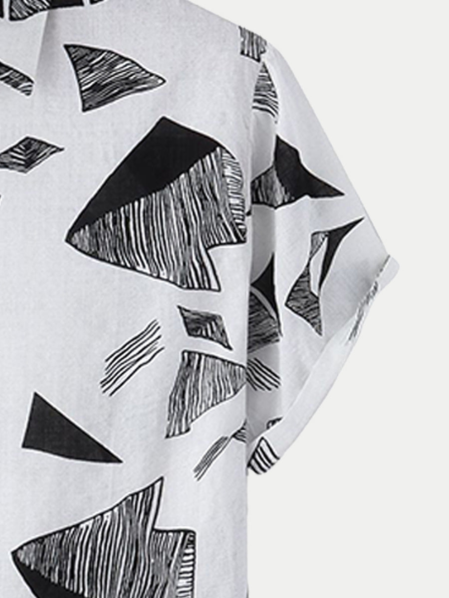 Camicia a maniche corte con stampa casual da uomo