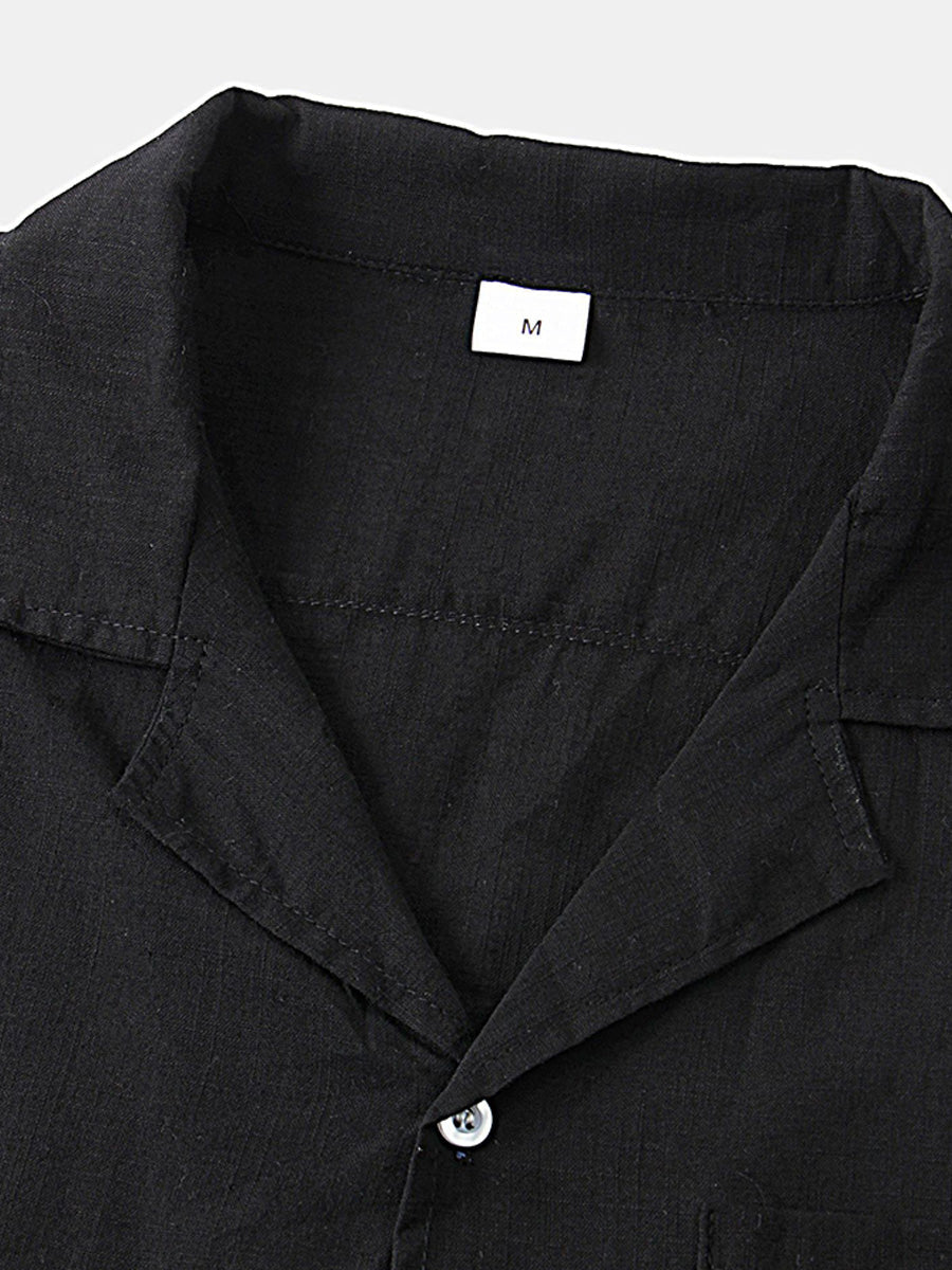 Set camicia e pantaloncini casual solidi da uomo