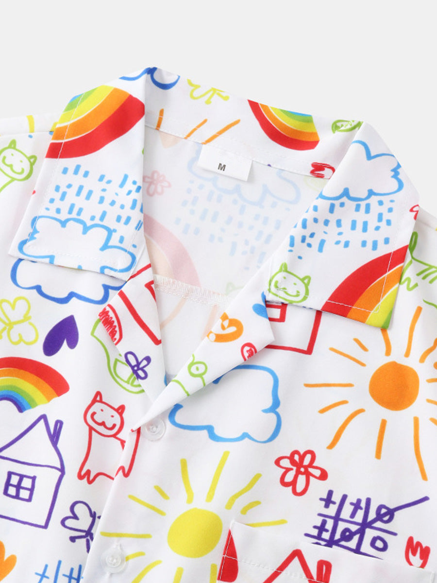 Chemise à manches courtes graffiti arc-en-ciel pour homme