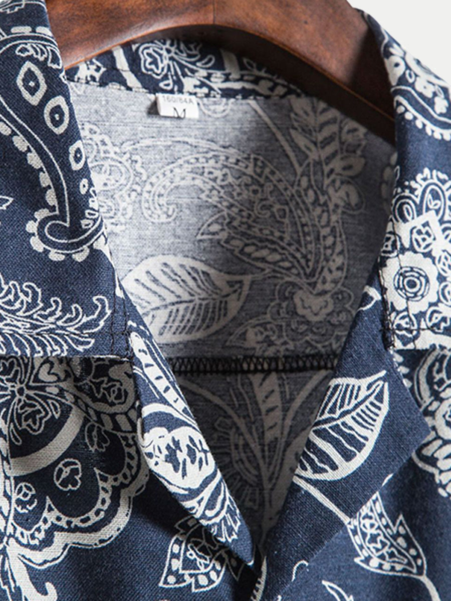 Chemise à manches courtes à imprimé floral pour hommes