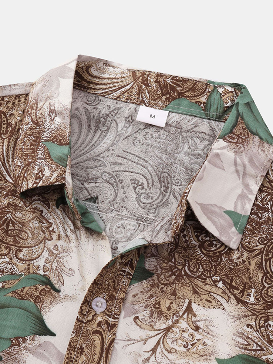 Camicia da uomo a maniche corte con stampa floreale