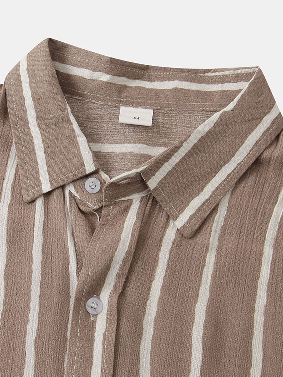 Chemise à manches courtes à imprimé vertical pour homme