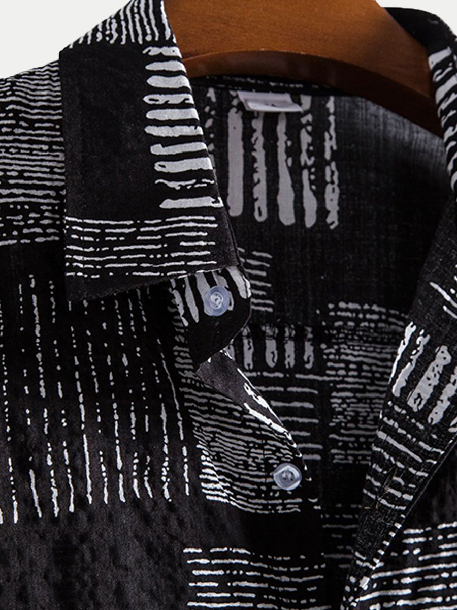 Camicia a maniche corte con stampa casual da uomo