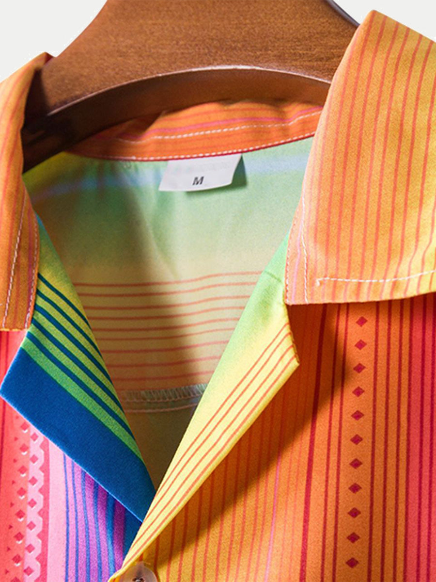Chemise à manches courtes à imprimé vertical pour homme