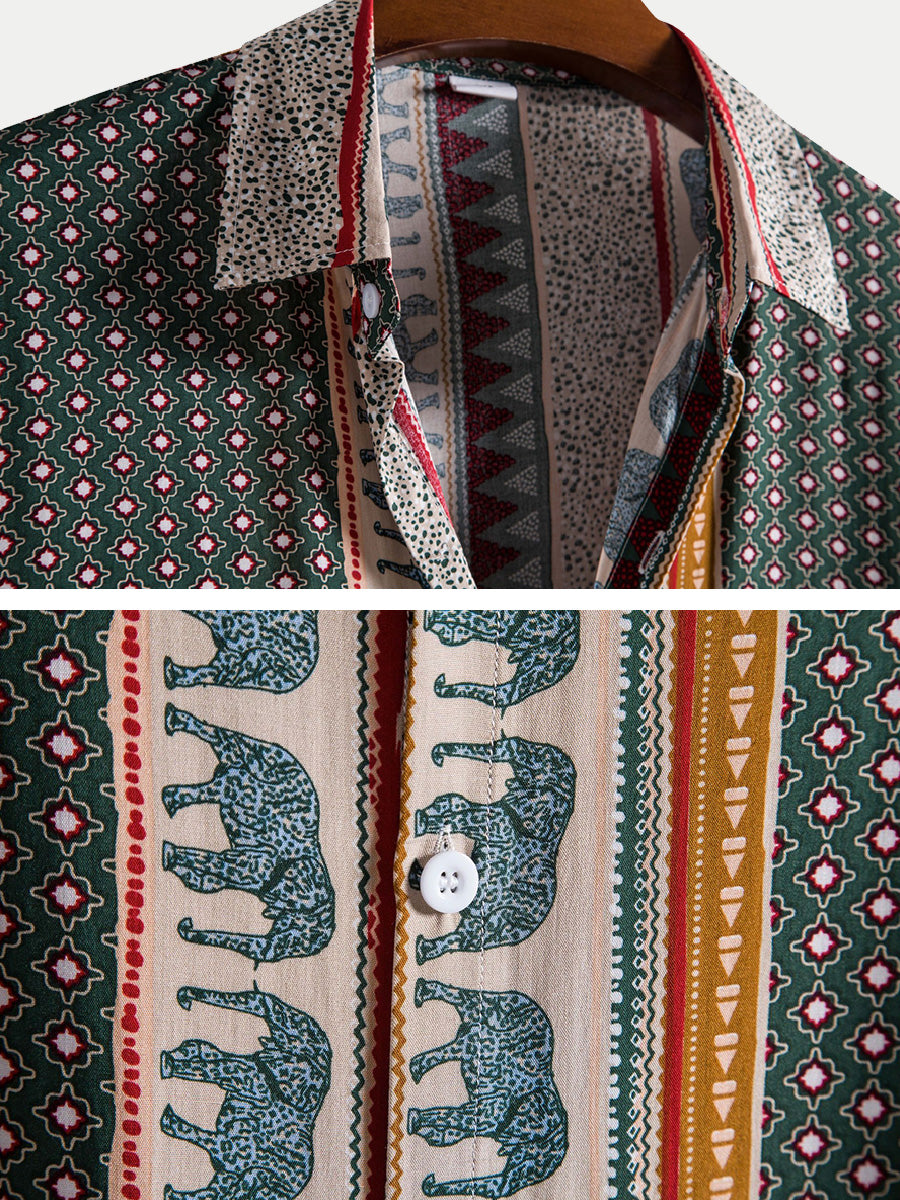 Men's Vertical Print short sleeve shirt