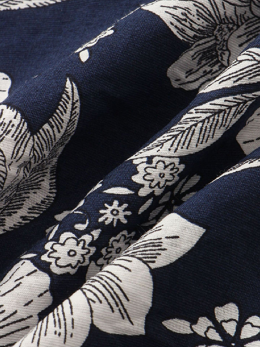 Pantaloncini casual da uomo in cotone e lino hawaiano per le vacanze