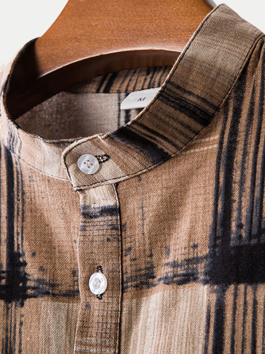 Chemise à manches courtes à carreaux pour hommes