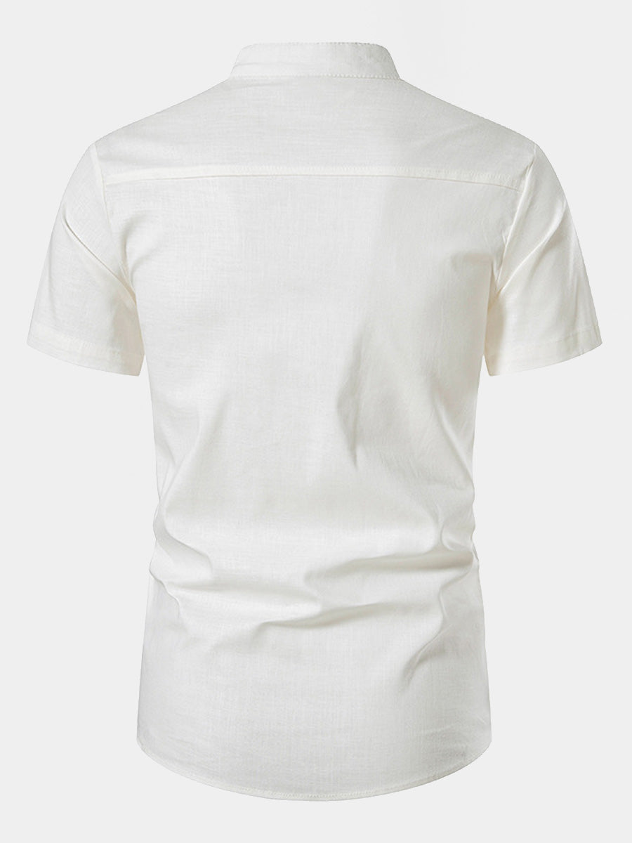 Camicia da uomo a maniche corte in lino tinta unita