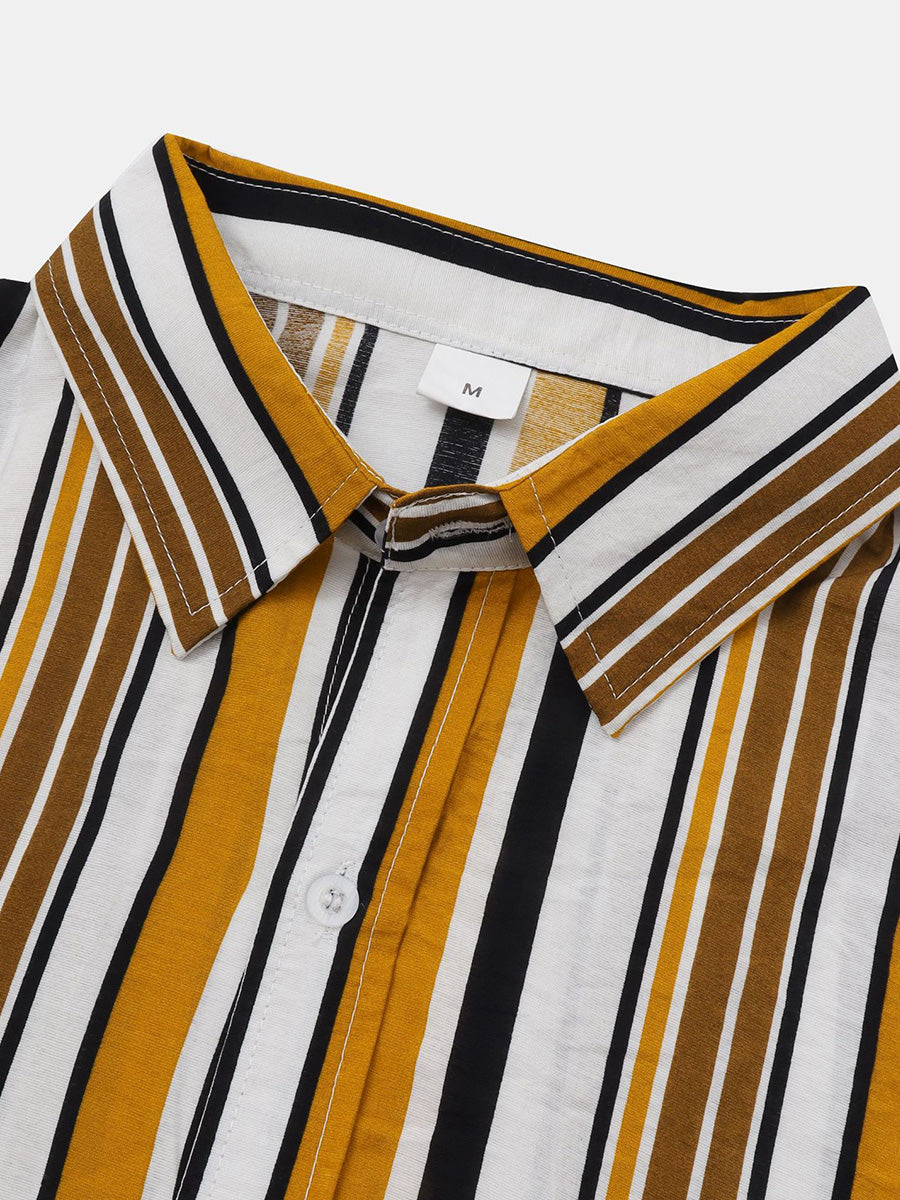 Chemise à manches courtes à imprimé vertical pour homme