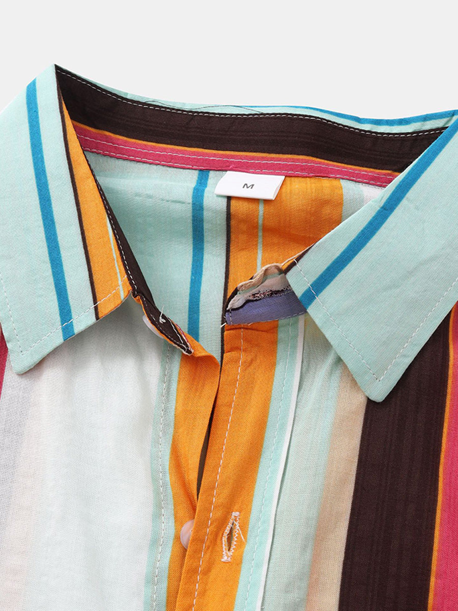 Chemise à manches courtes à imprimé vertical pour homme