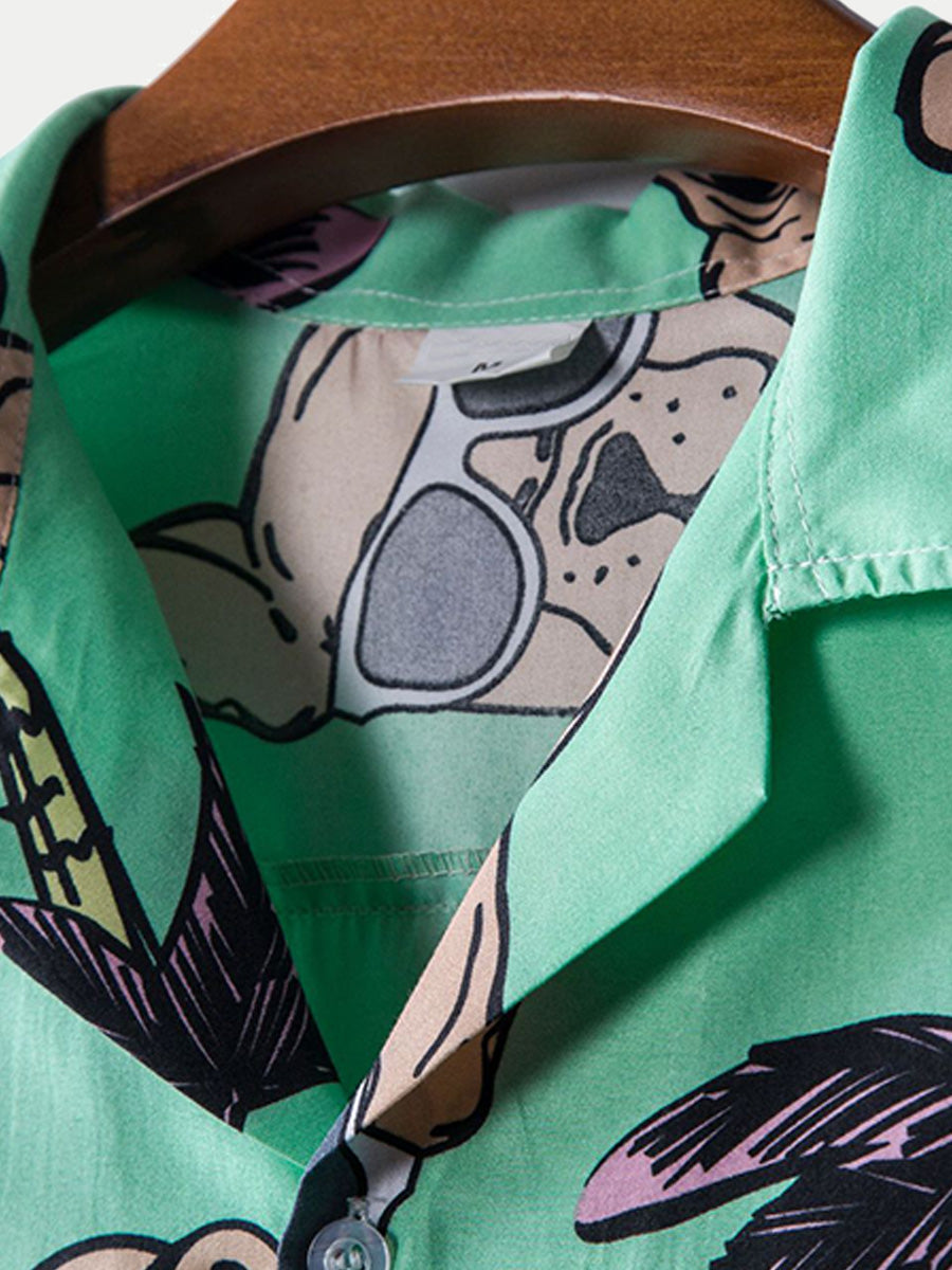 Chemise homme manches courtes imprimé hawaïen