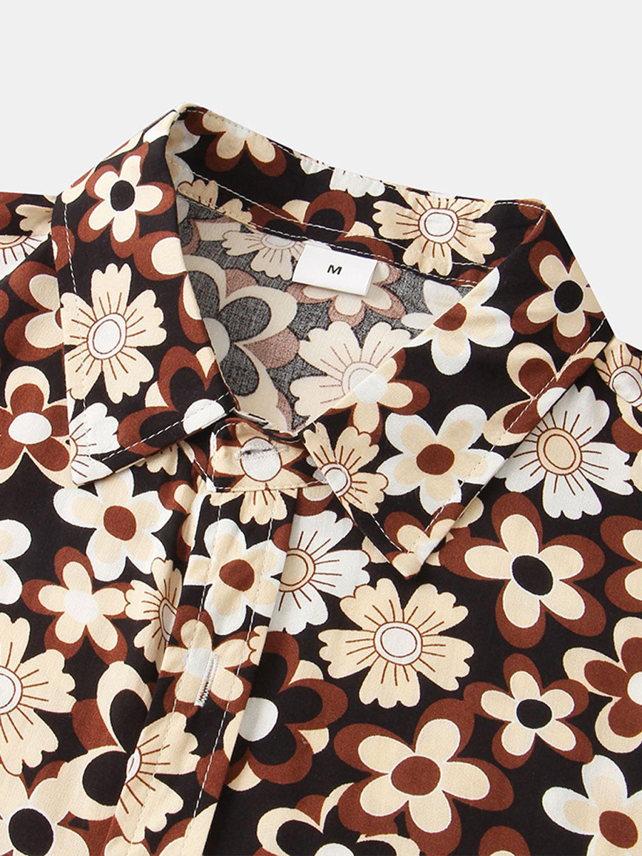 Camicia da uomo a maniche corte con stampa floreale
