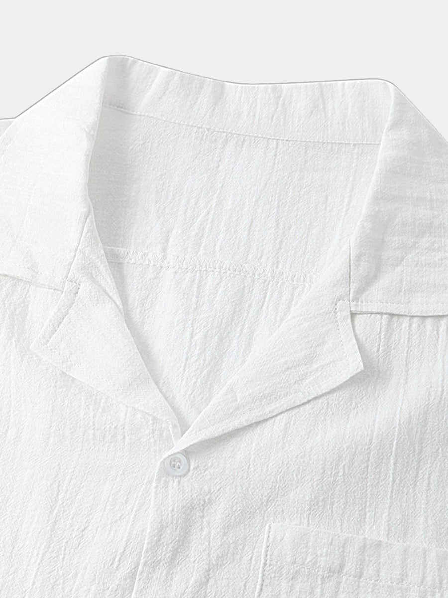Camicia da uomo a maniche corte in cotone tinta unita