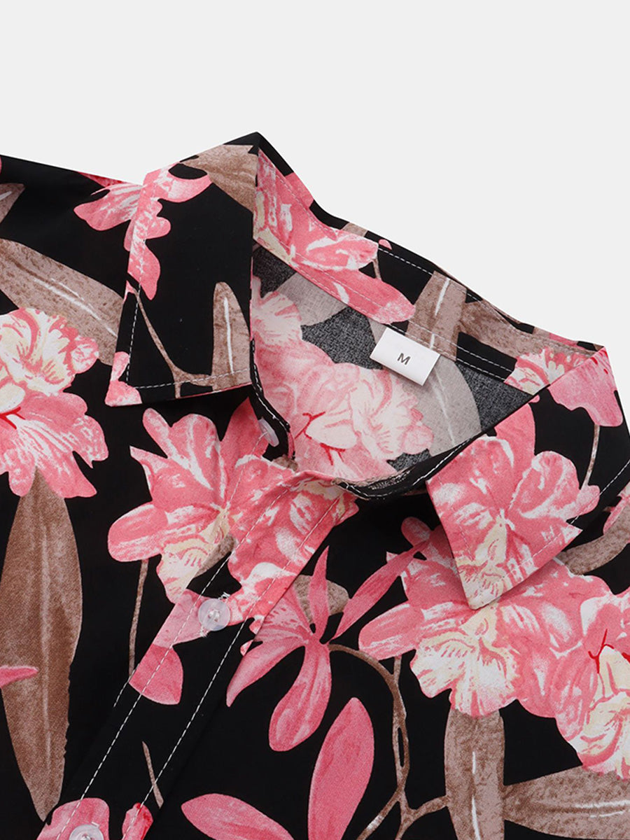 Camicia da uomo a maniche corte per vacanze floreali