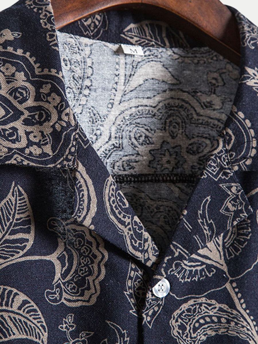 Camicia da uomo a maniche corte con stampa floreale