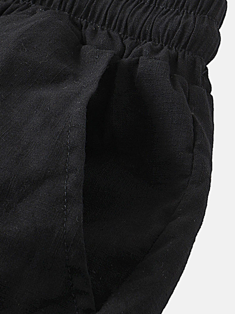 Set camicia e pantaloncini casual solidi da uomo
