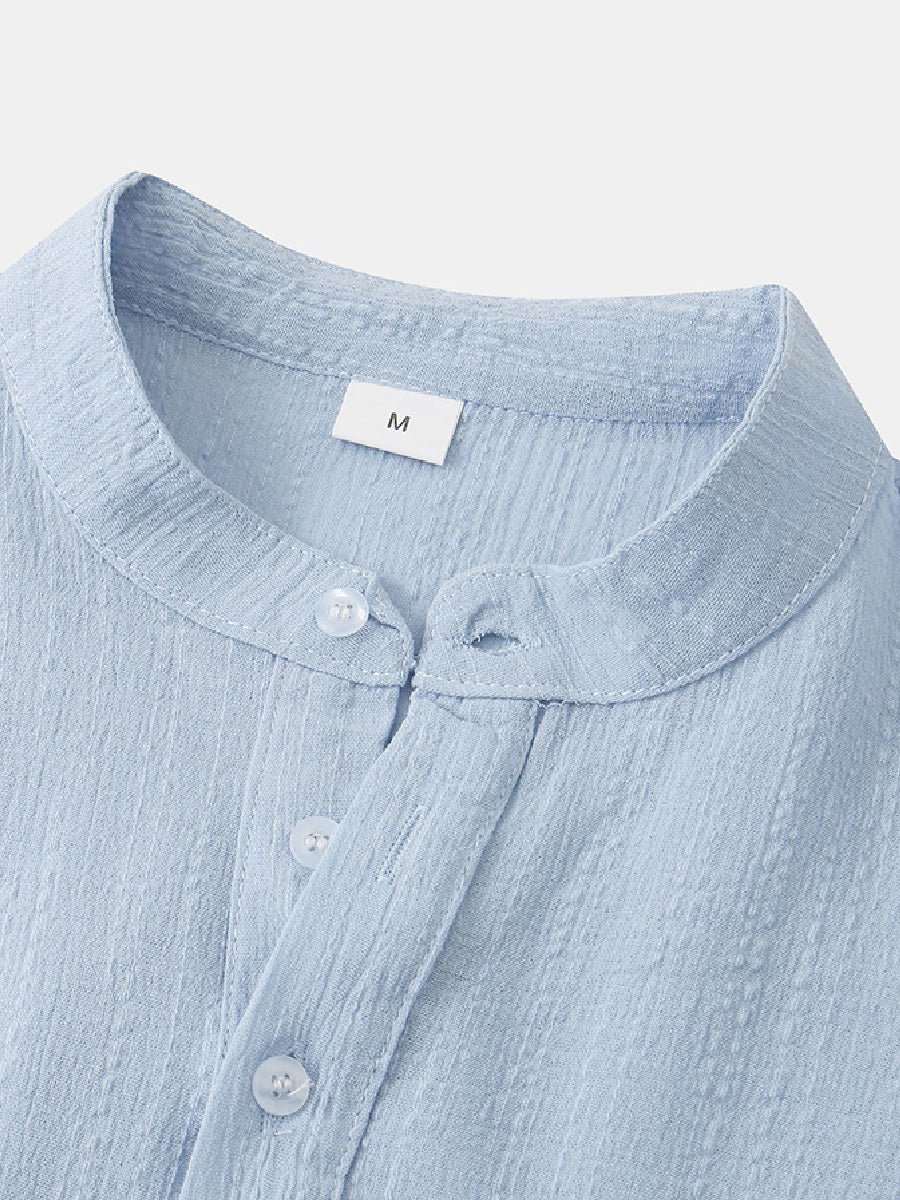 Men's  Solid casual short sleeve shirt
