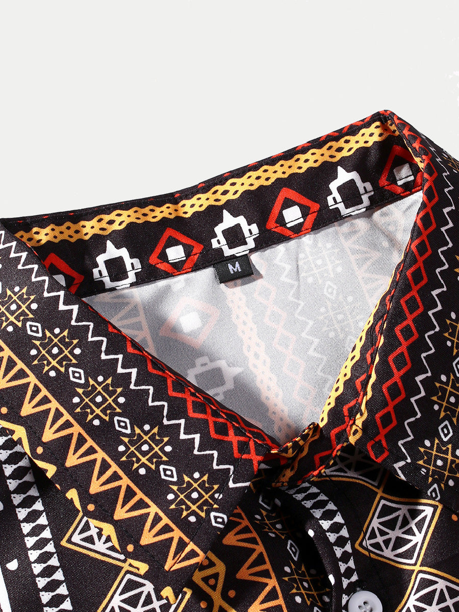 Men's Vertical Print short sleeve shirt