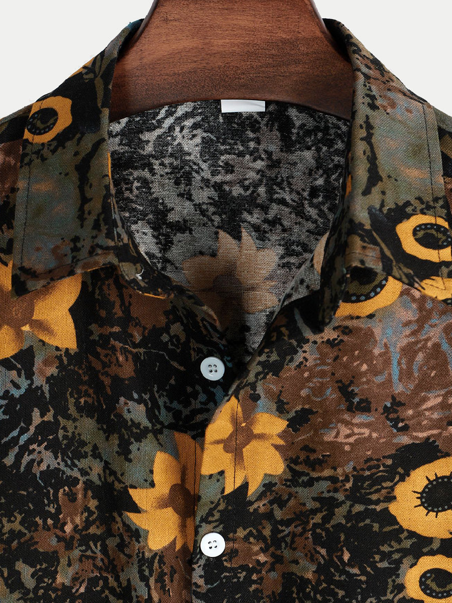 Men's Floral Casual short sleeve shirt