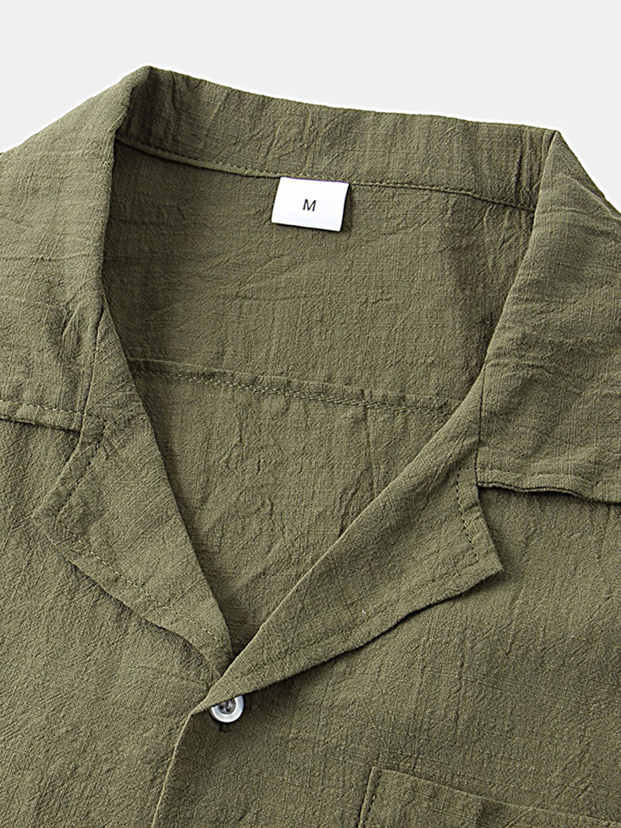 Set camicia e pantaloncini casual solidi da uomo
