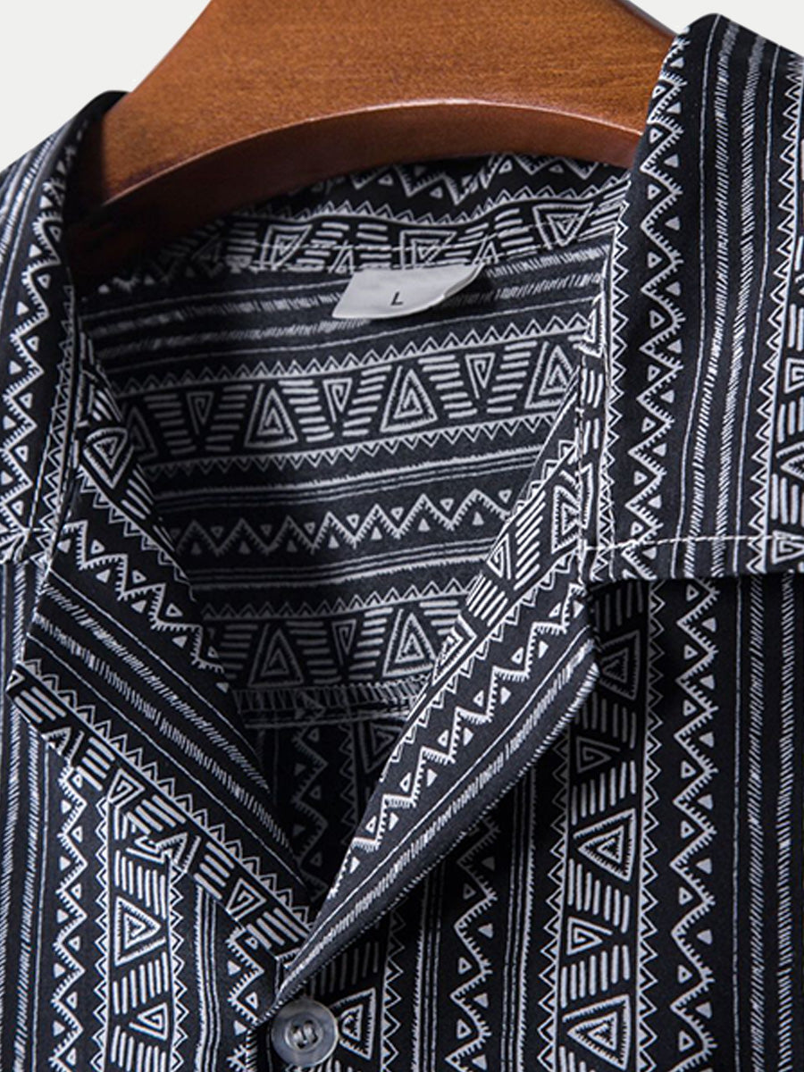 Chemise à manches courtes à imprimé vertical pour homme