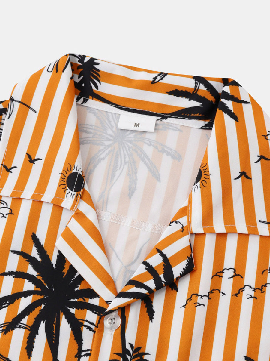 Chemise à manches courtes à imprimé de vacances pour hommes