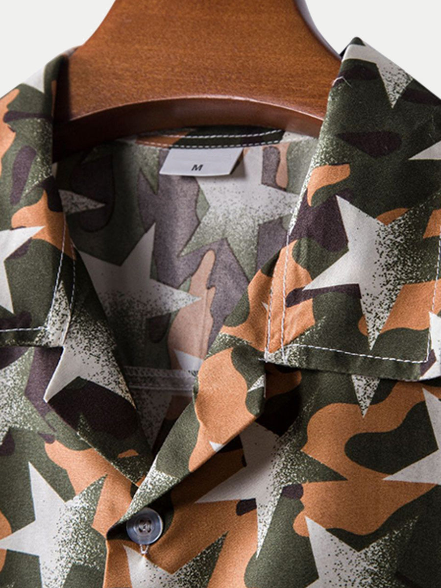 Chemise homme manches courtes imprimé étoiles