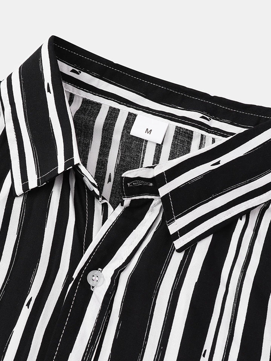 Camicia da uomo a maniche corte con stampa verticale