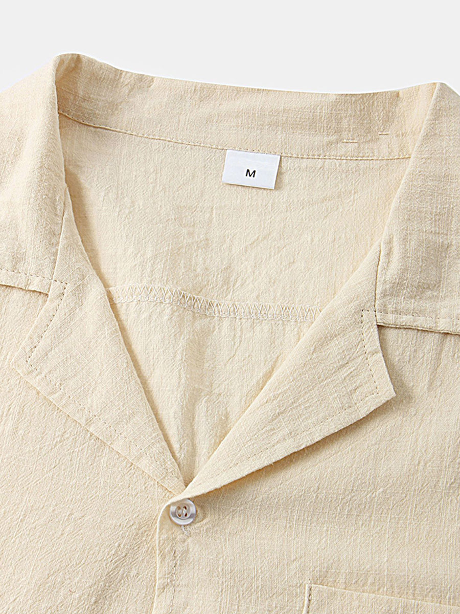 Chemise à manches courtes en coton uni pour homme