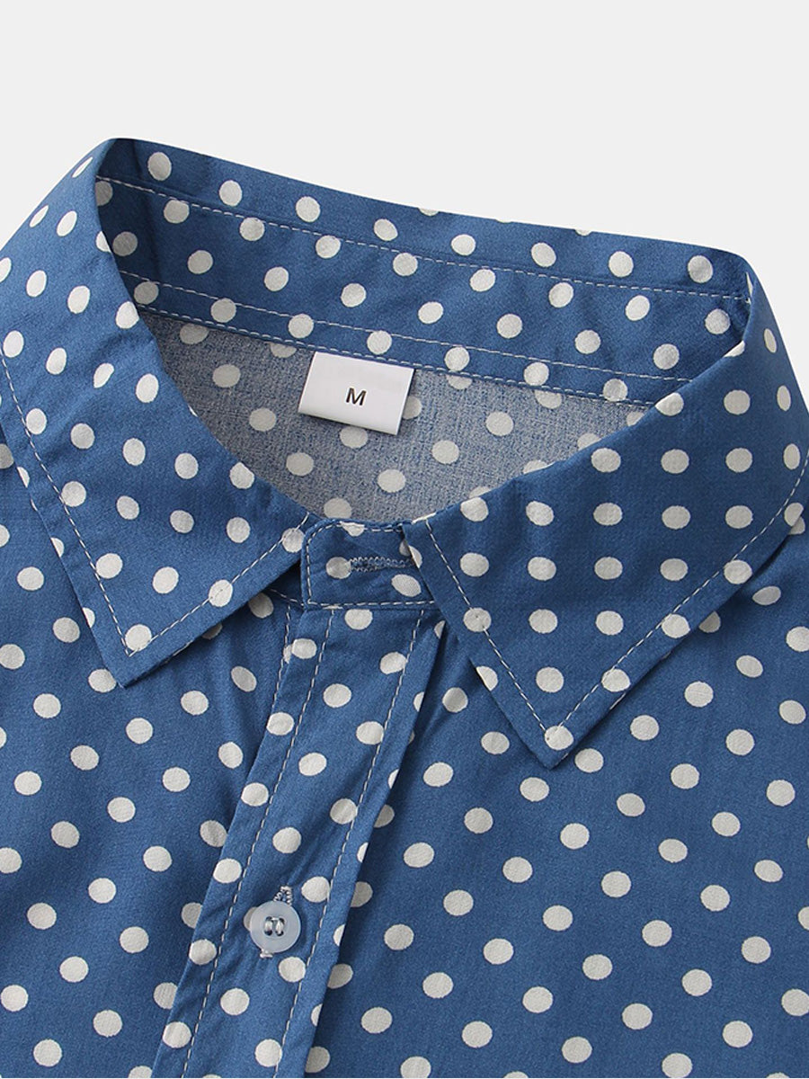 Camicia da uomo a maniche corte a pois