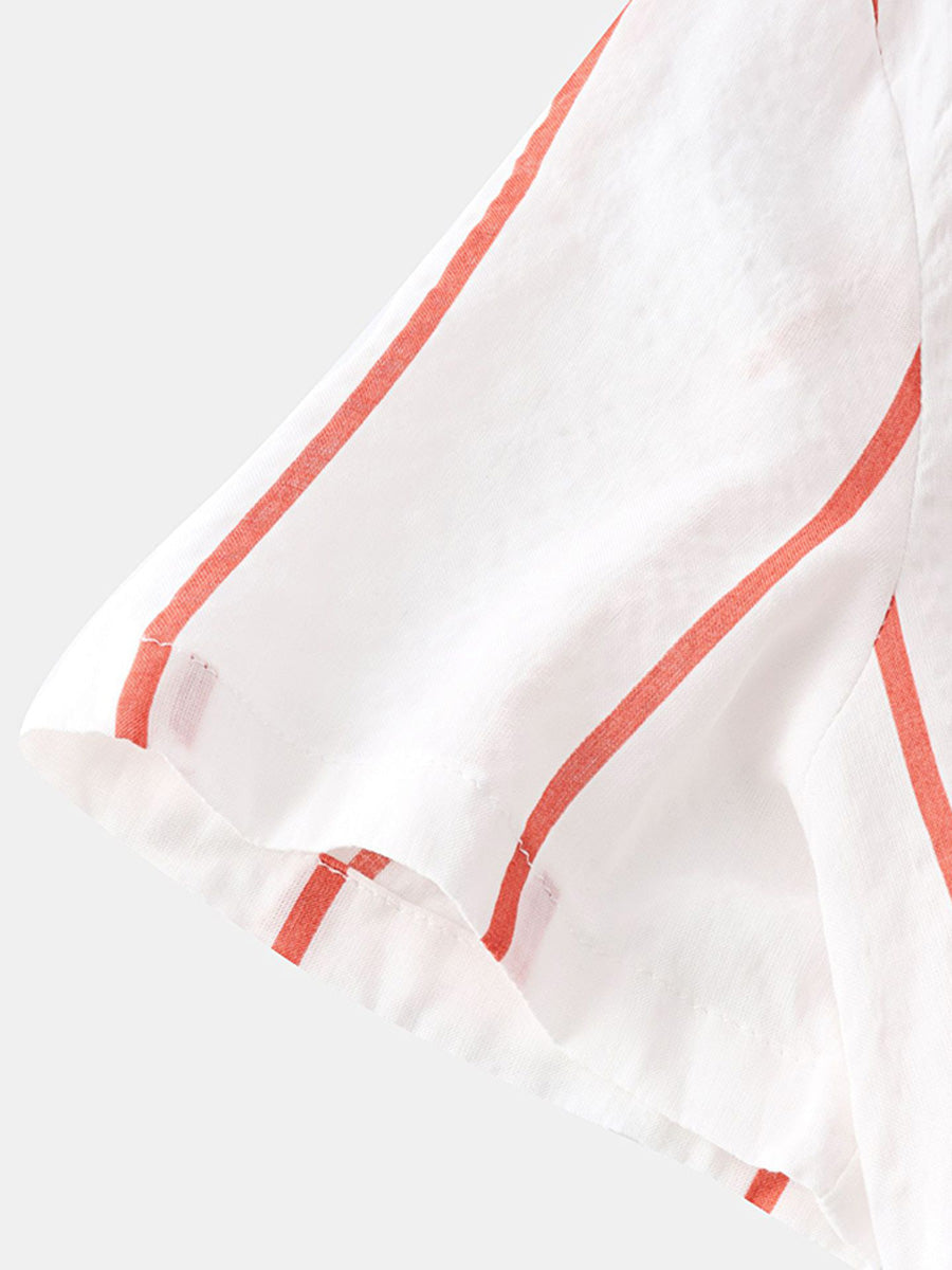 Chemise à manches courtes à imprimé vertical pour homme