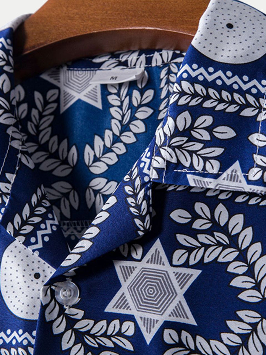Chemise à manches courtes à imprimé de vacances pour hommes