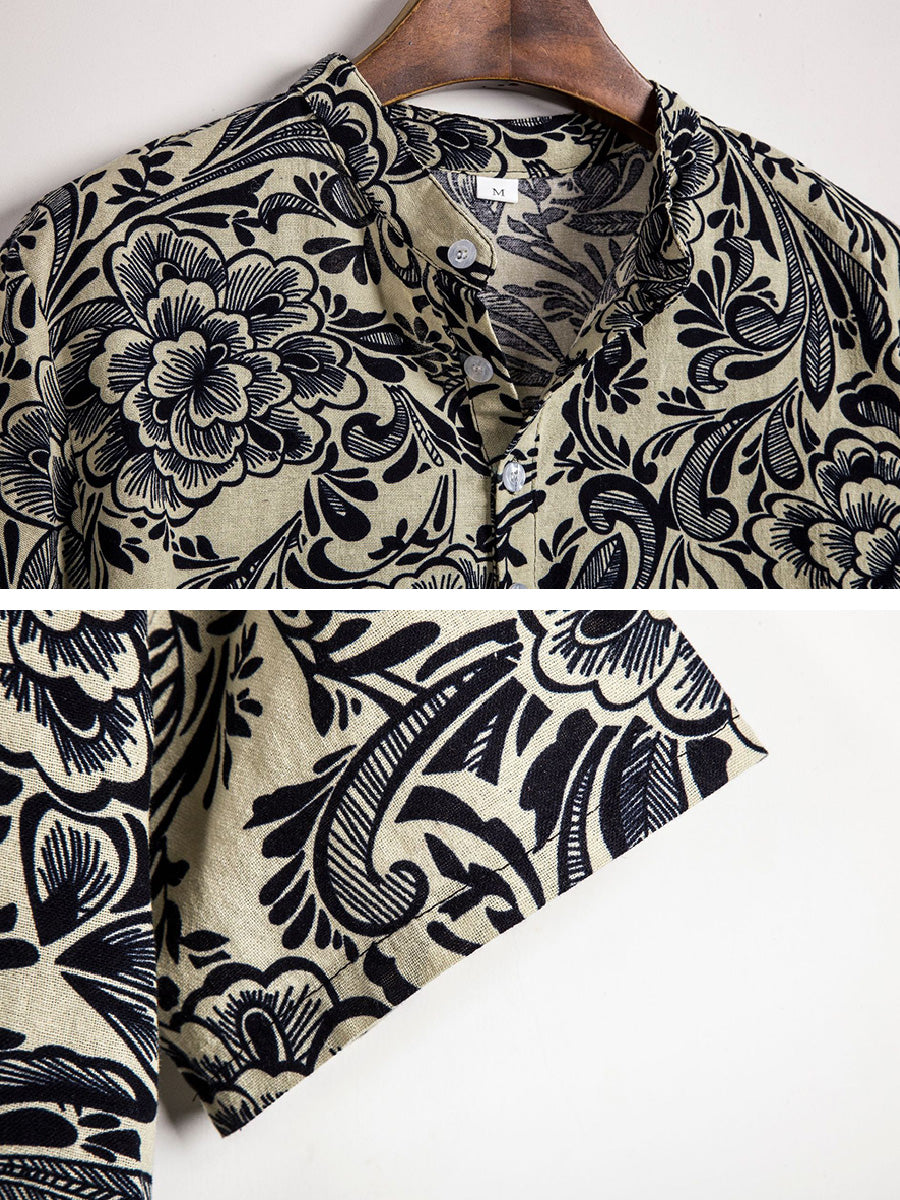Men's Floral Print short sleeve shirt