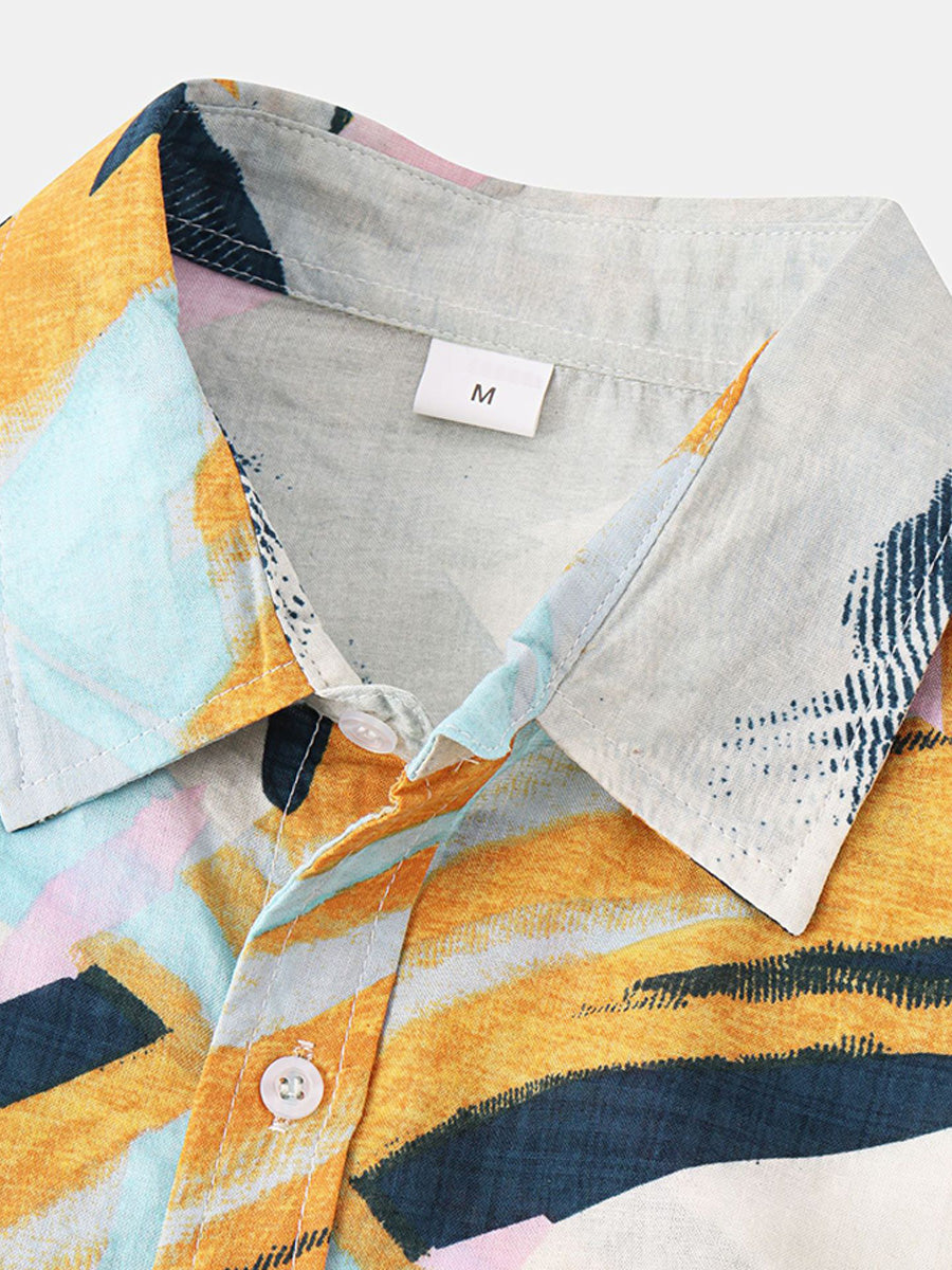Chemise à manches courtes à imprimé floral pour hommes