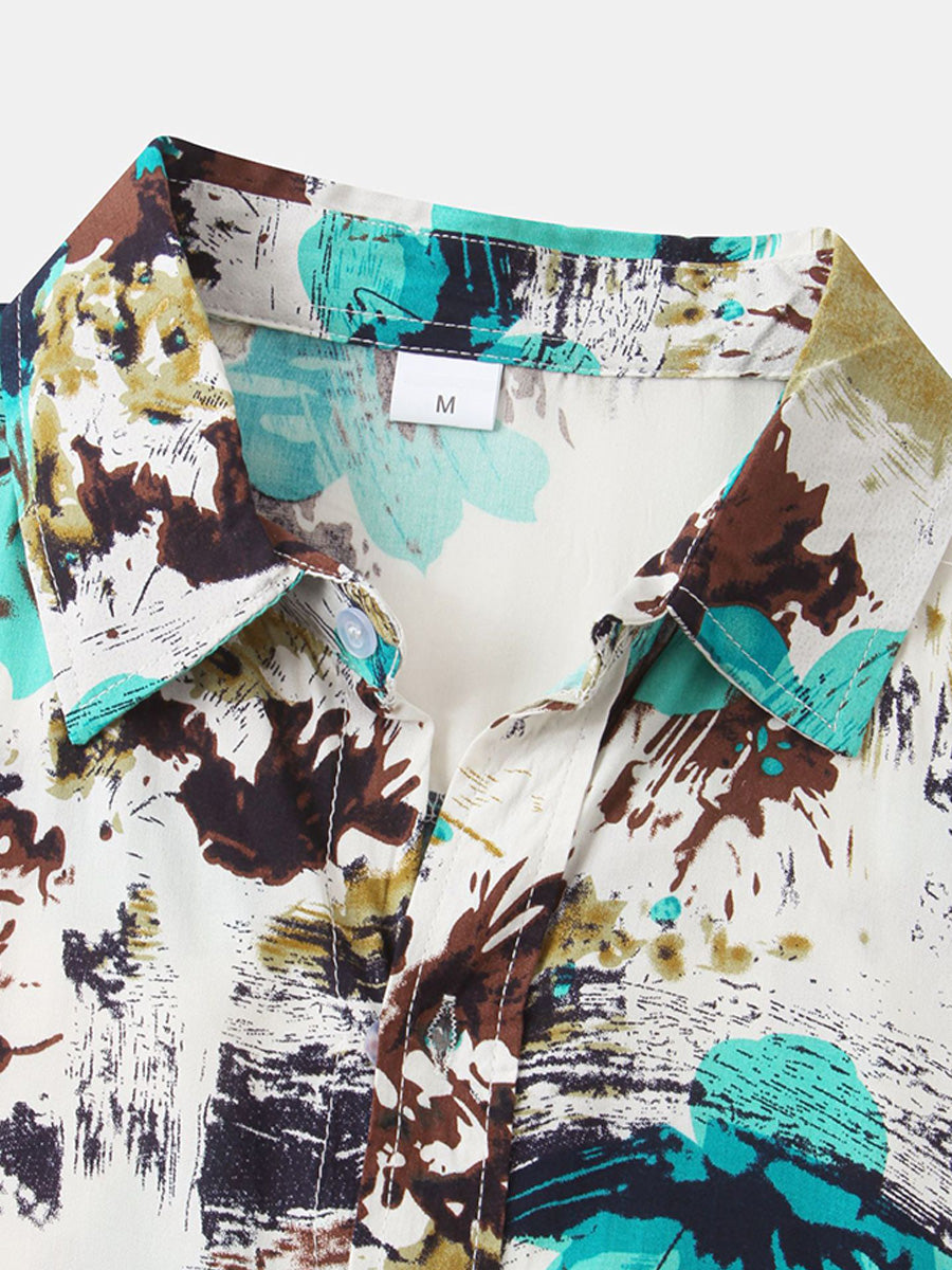 Camicia da uomo a maniche corte con stampa floreale