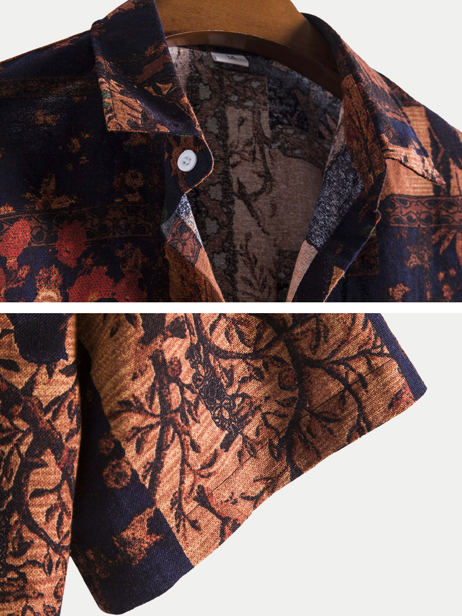 Men's Floral square short sleeve shirt