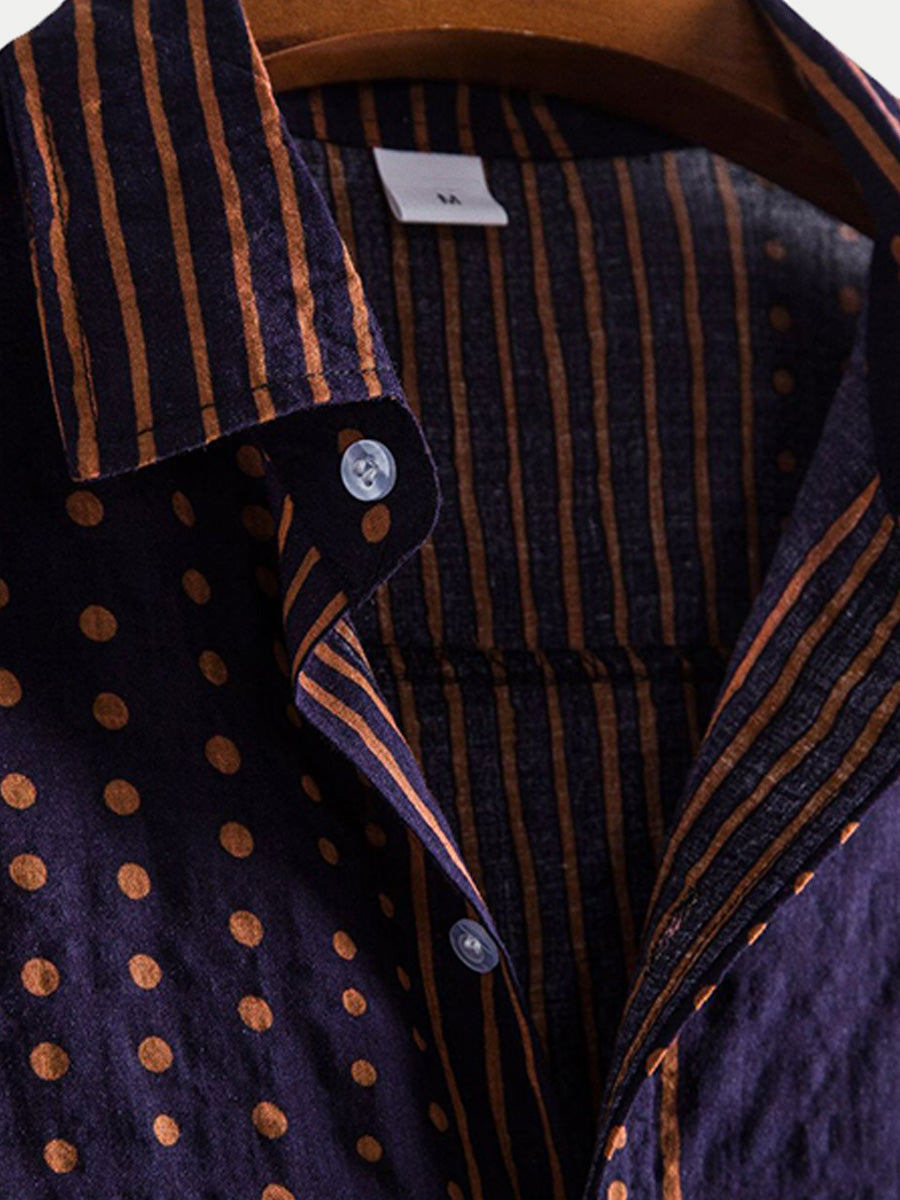 Camicia da uomo a maniche corte con stampa a pois