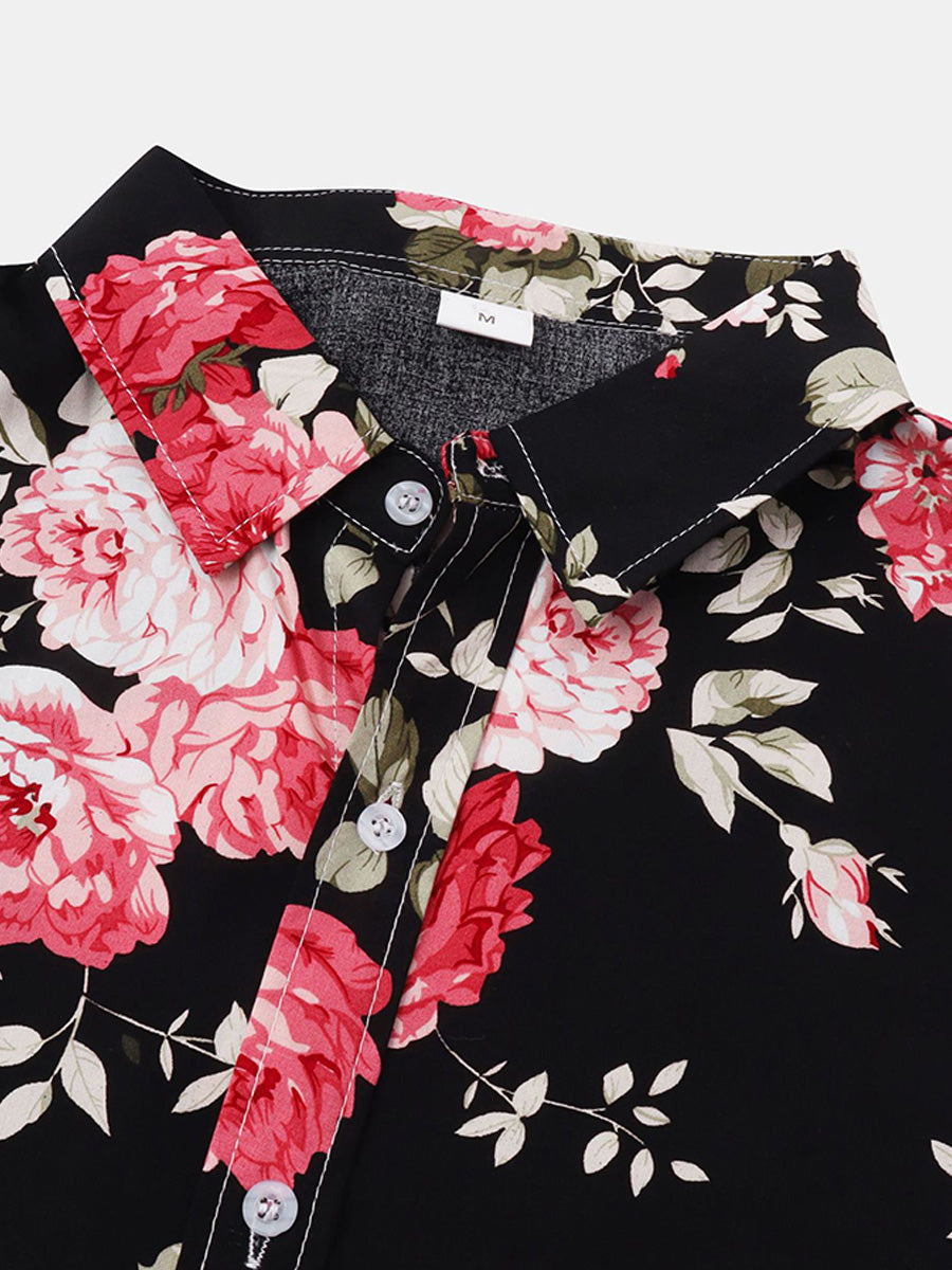 Camicia da uomo a maniche corte con stampa floreale
