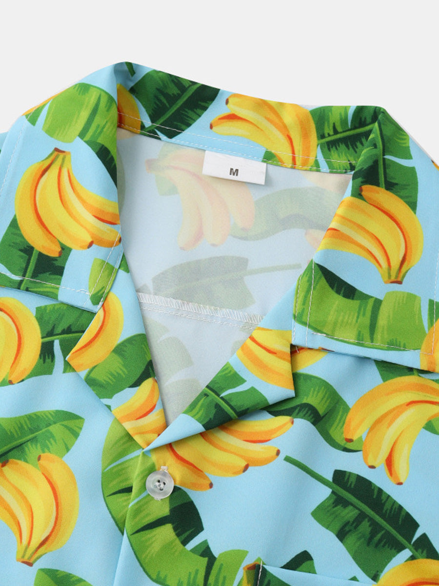 Camicia da uomo a maniche corte con stampa di frutta