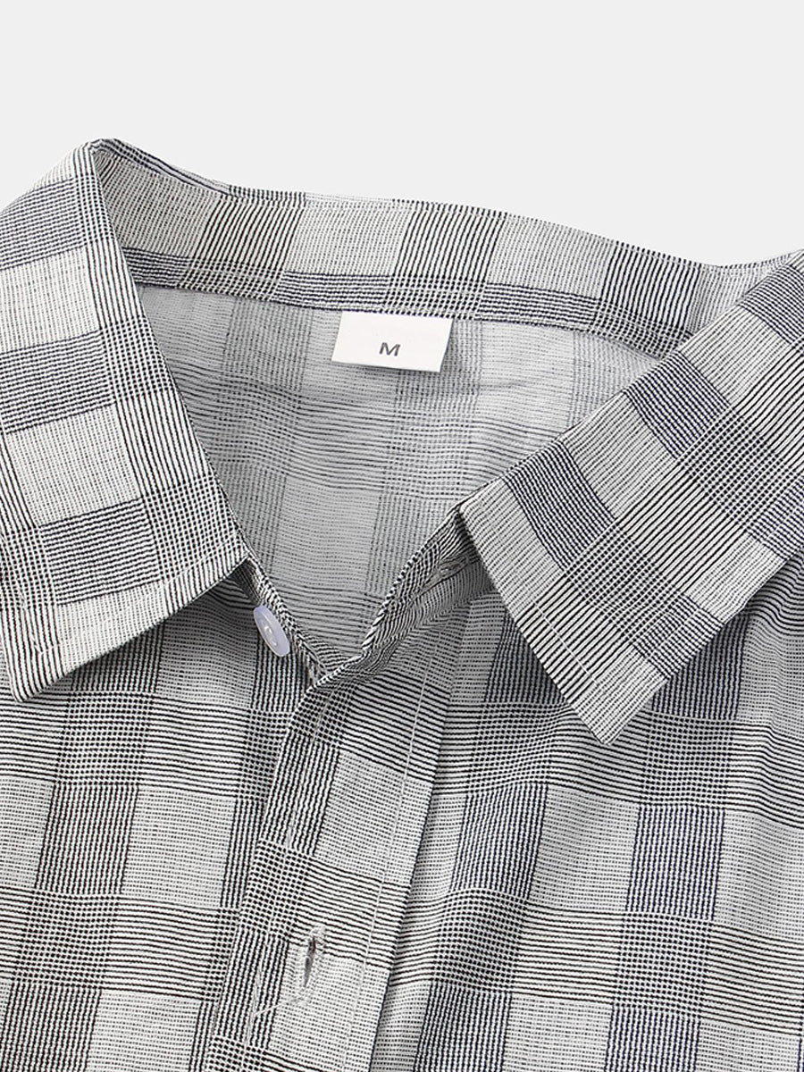 Camicia a maniche corte casual scozzese da uomo