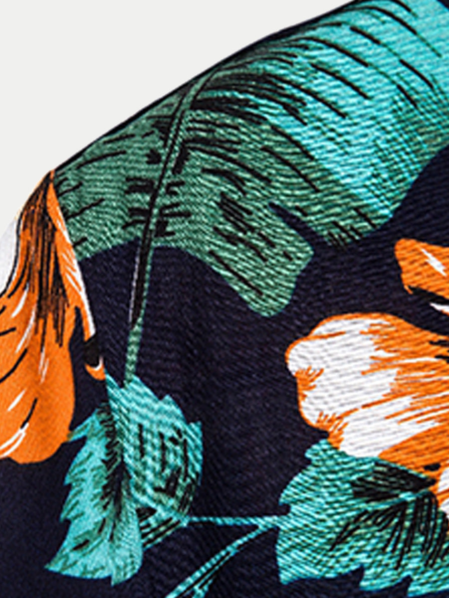 Camicia da uomo a maniche corte con stampa hawaiana