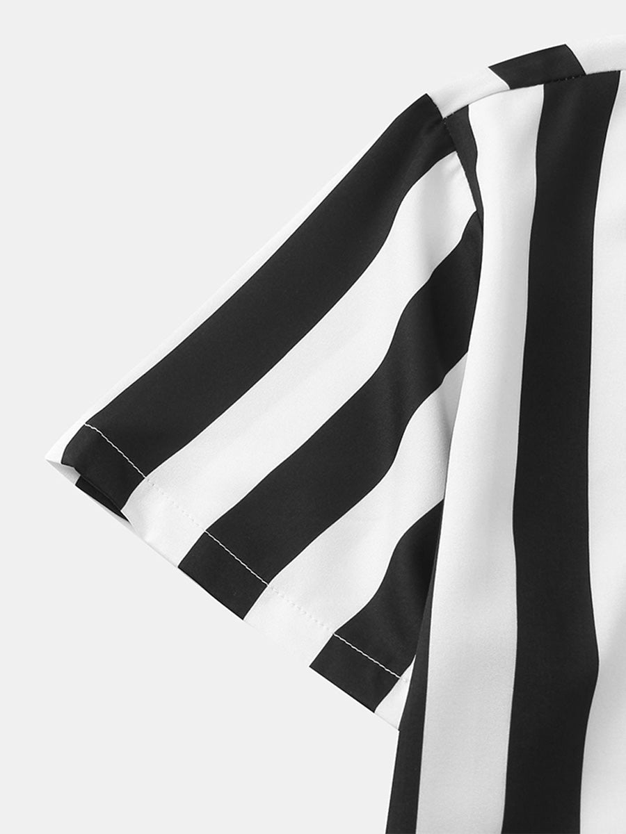 Chemise à manches courtes à imprimé vertical pour homme