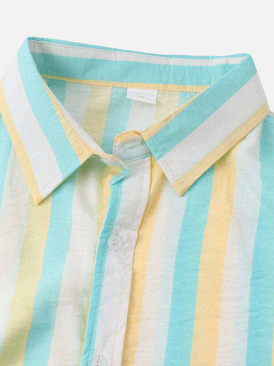 Chemise à manches courtes à imprimé vertical pour homme