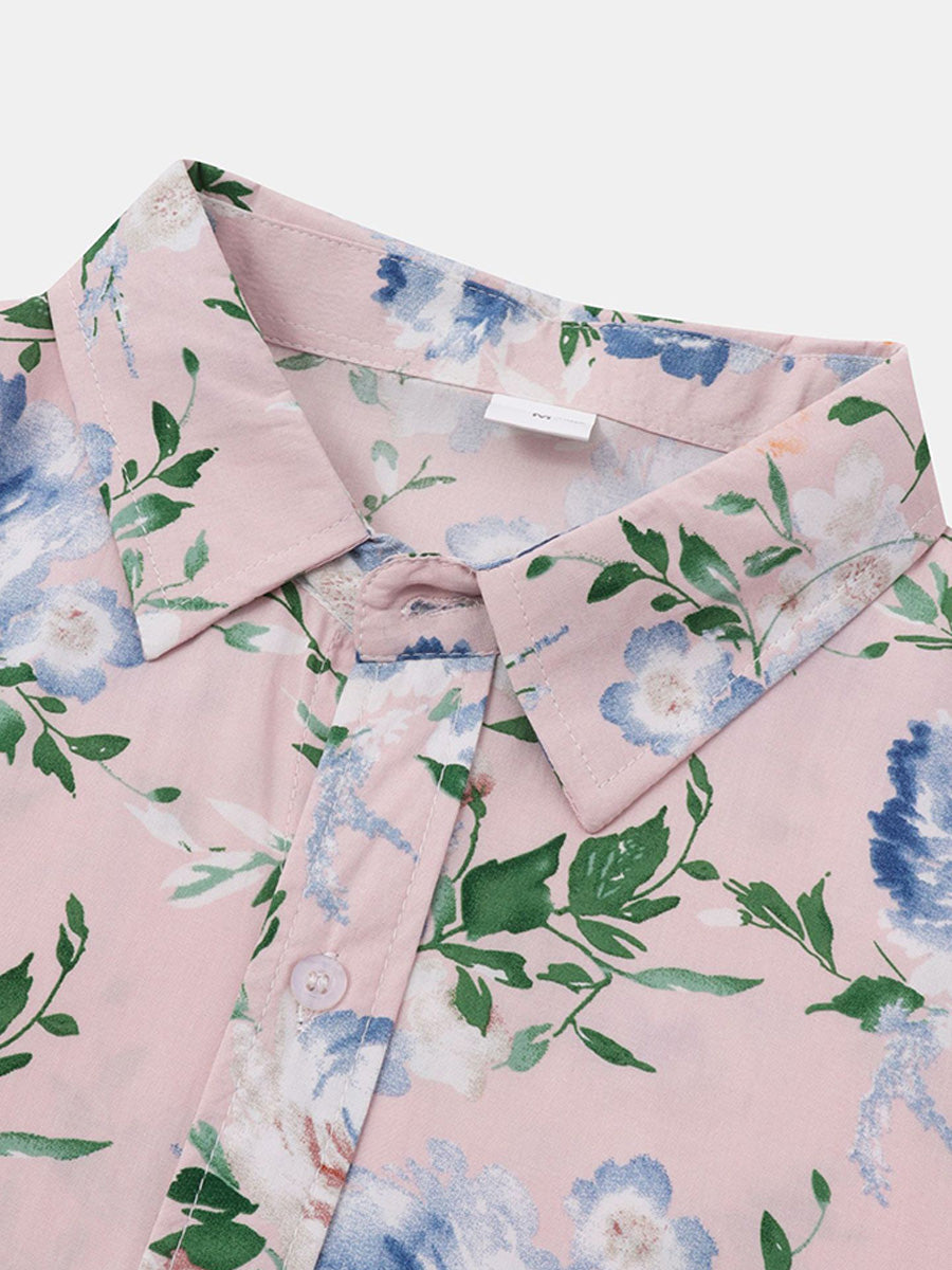 Camicia da uomo a maniche corte con stampa floreale