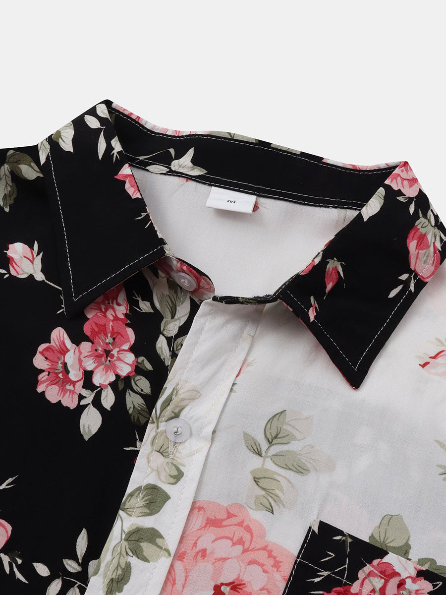 Camicia da uomo a maniche corte con stampa floreale
