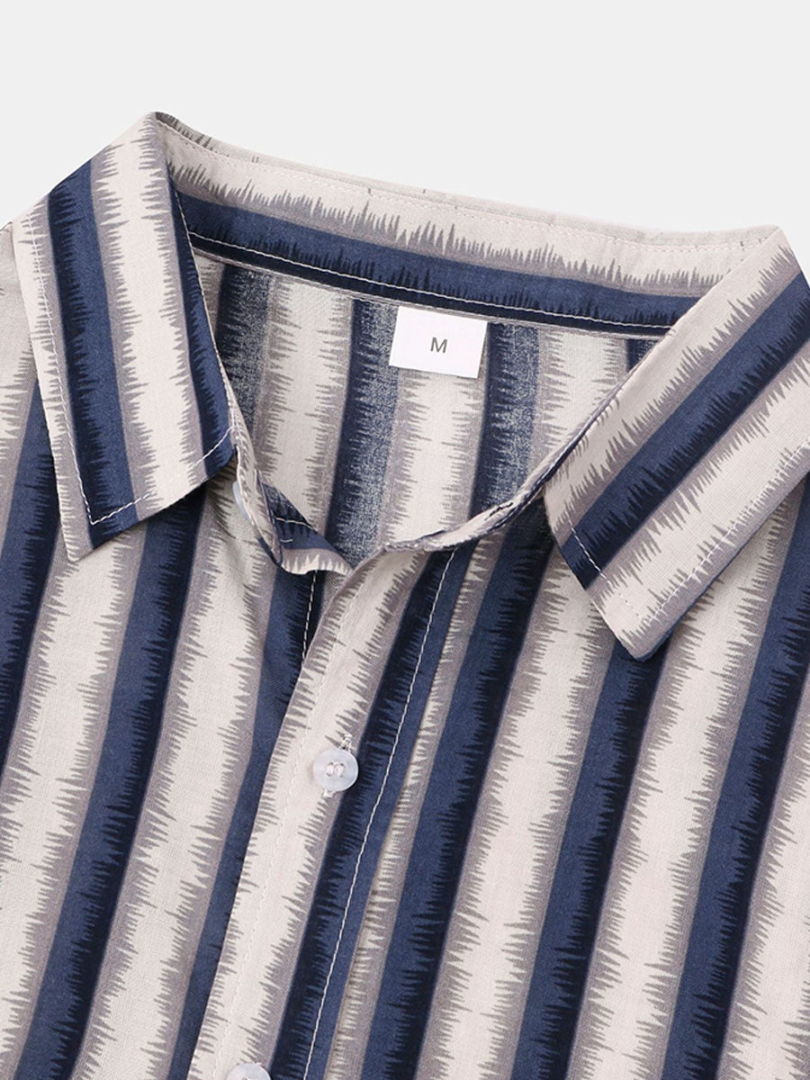 Chemise à manches courtes à imprimé vertical pour homme