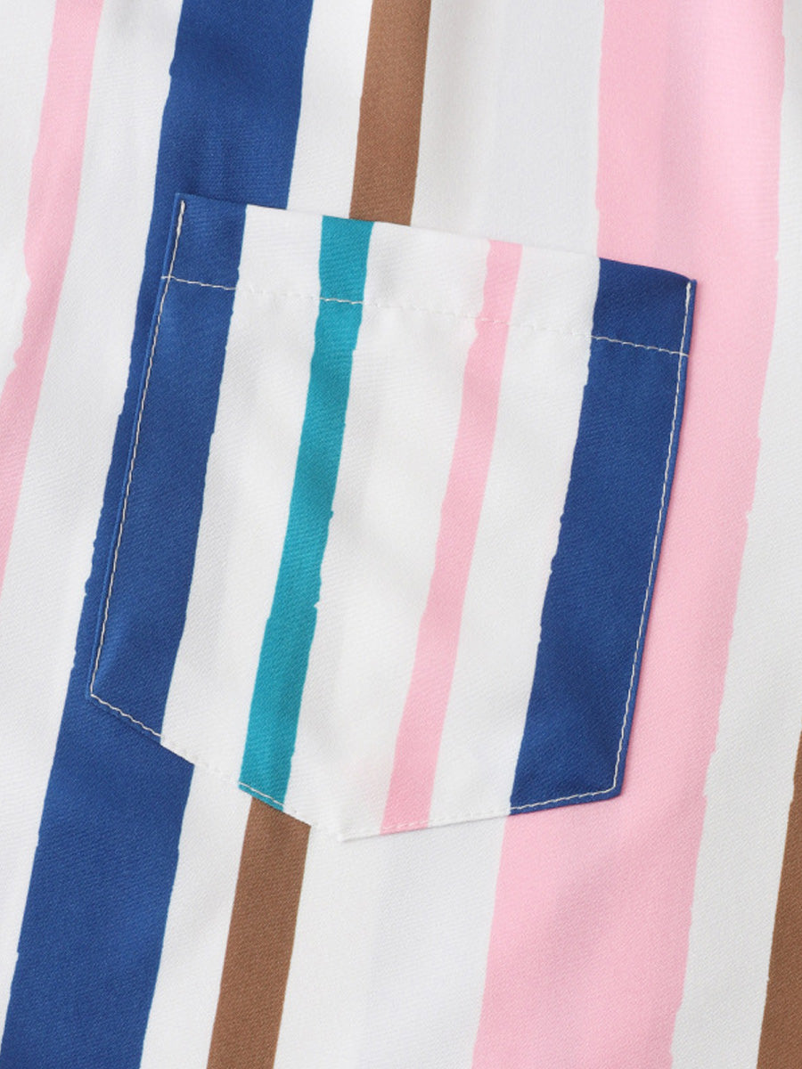 Chemise à manches courtes à imprimé vertical pour homme