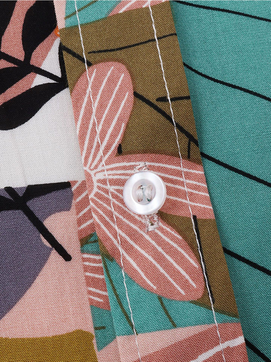 Camicia da uomo a maniche corte con stampa floreale